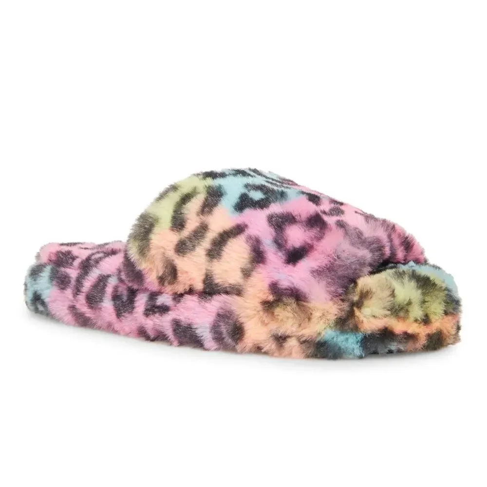 Steve Madden Frillz Faux Fur Slipper Pastel Multi